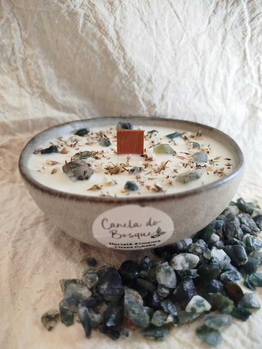 Vela Hortelã-Pimenta e Litsea Cubeba com Ágata Musgo