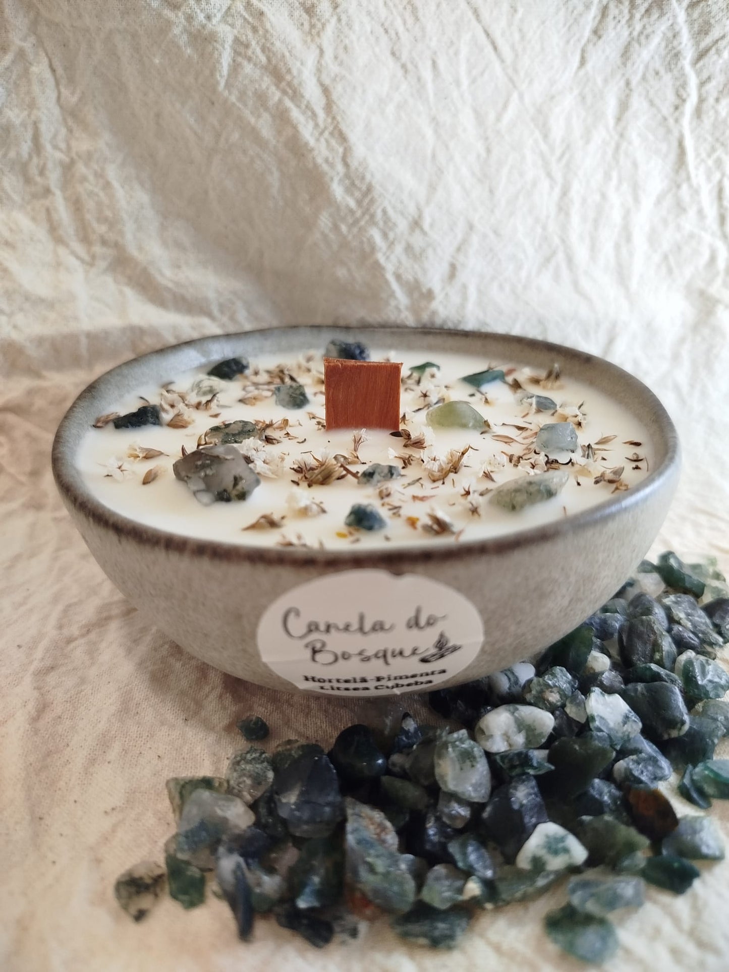 Vela Hortelã-Pimenta e Litsea Cubeba com Ágata Musgo